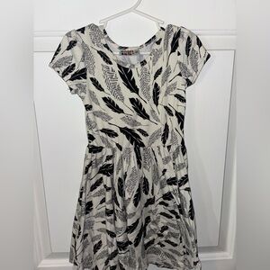 Black and White Feather Print Dress